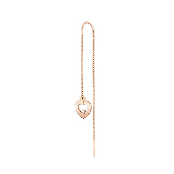 Pretty Woman Extra Small Rose Gold and Diamond Heart Single Drop Earring