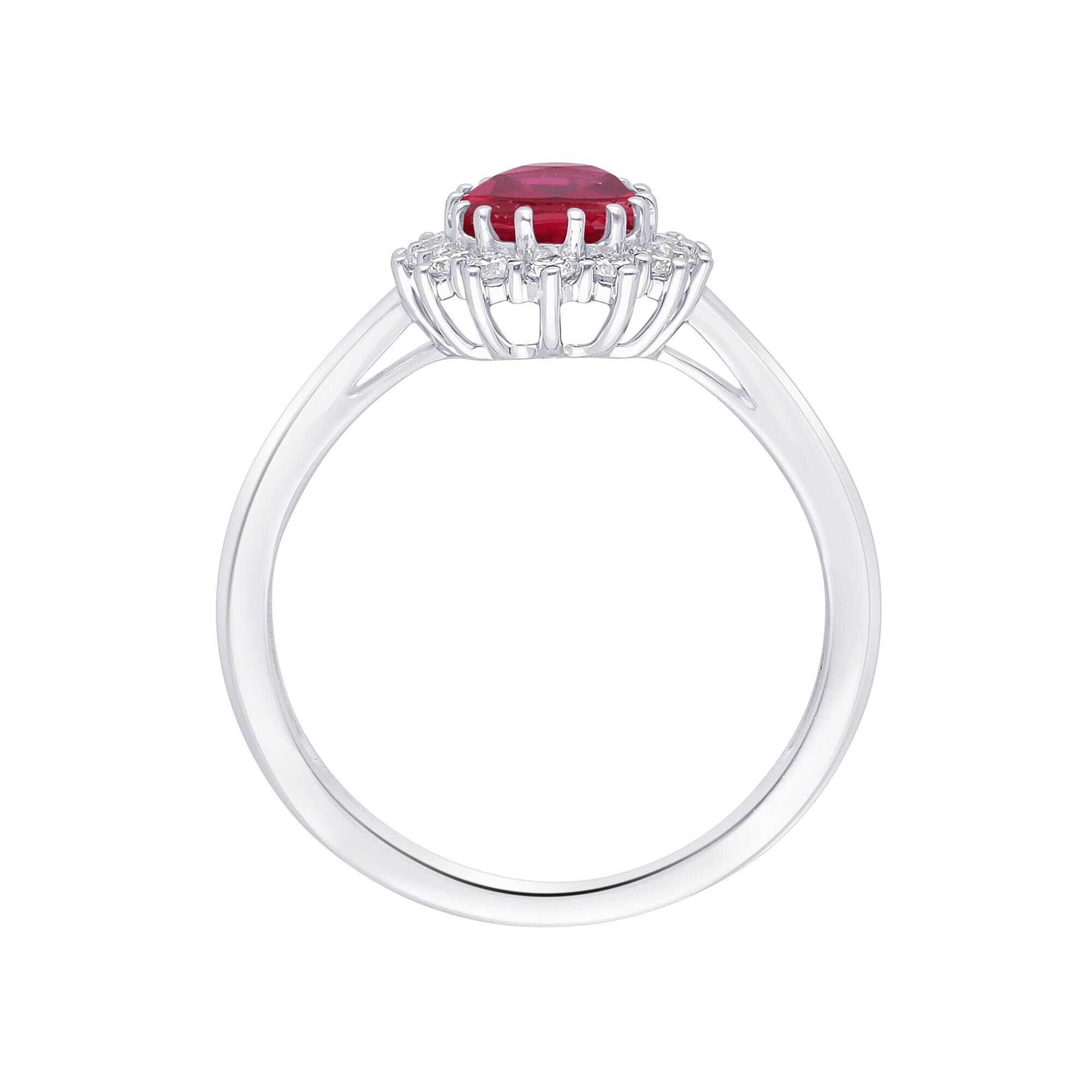 Oval Ruby and Sunburst Diamond Halo Ring | Maison Birks