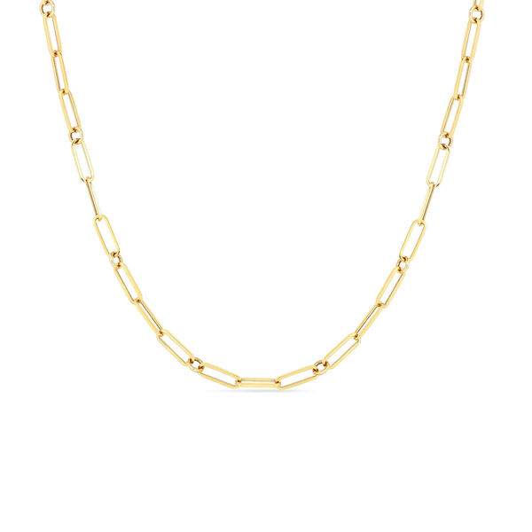 Classic Gold Yellow Gold Paper Clip Chain Necklace