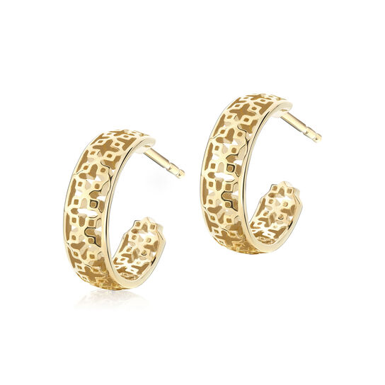 bijoux birks muse 15mm yellow gold pierced hoop earrings image number 0