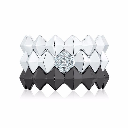 Stackable Titanium Rock & Pearl Ring image number 2