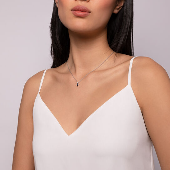 Splash Diamond and Sapphire Pendant on model image number 1