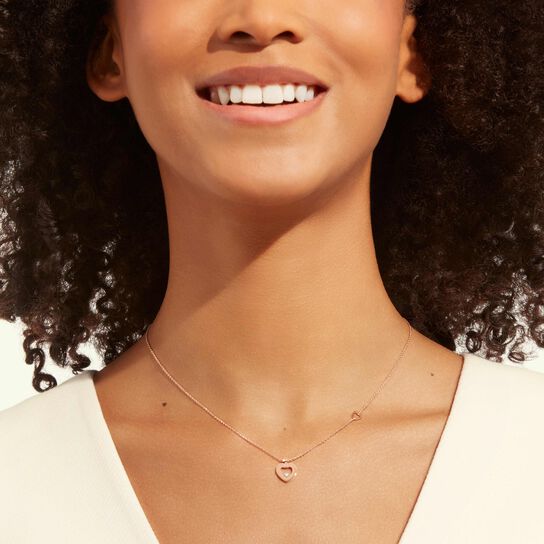 Pretty Woman Extra Small Rose Gold and Diamond Heart Pendant image number 1