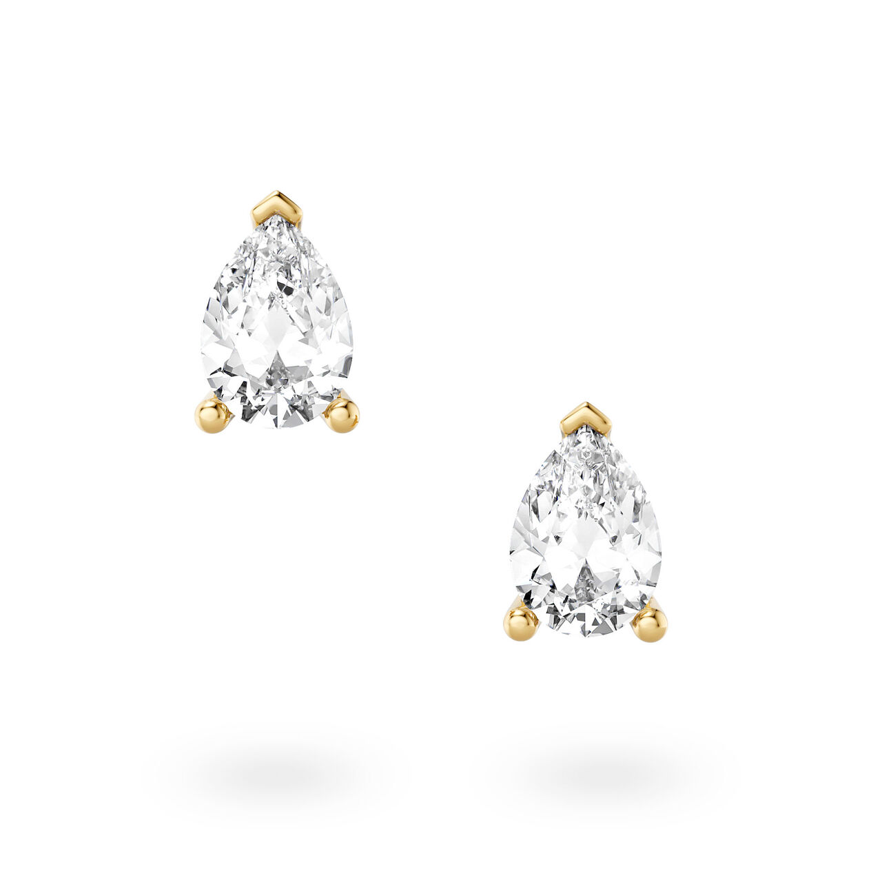 Boucles d'oreilles Birks en or jaune avec diamant solitaire taille poire bleue image number 1