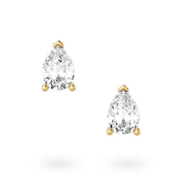Boucles d'oreilles solitaires en diamant taille ovale en or jaune