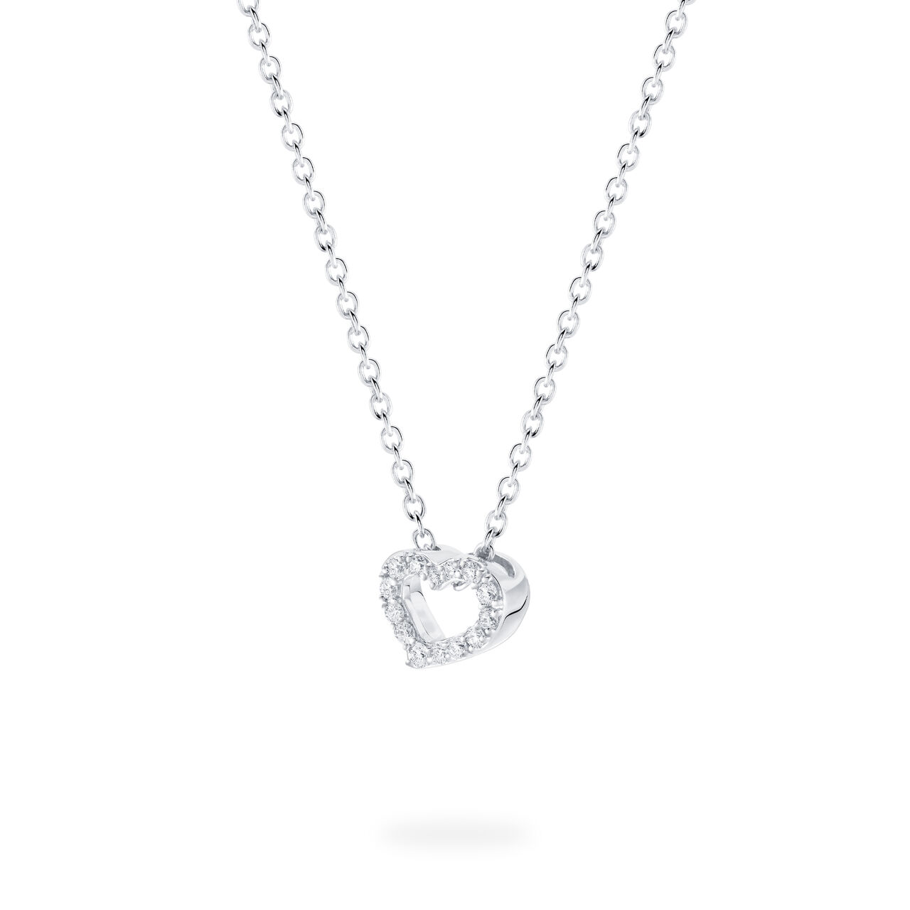 White Gold Diamond Heart Necklace for Kids