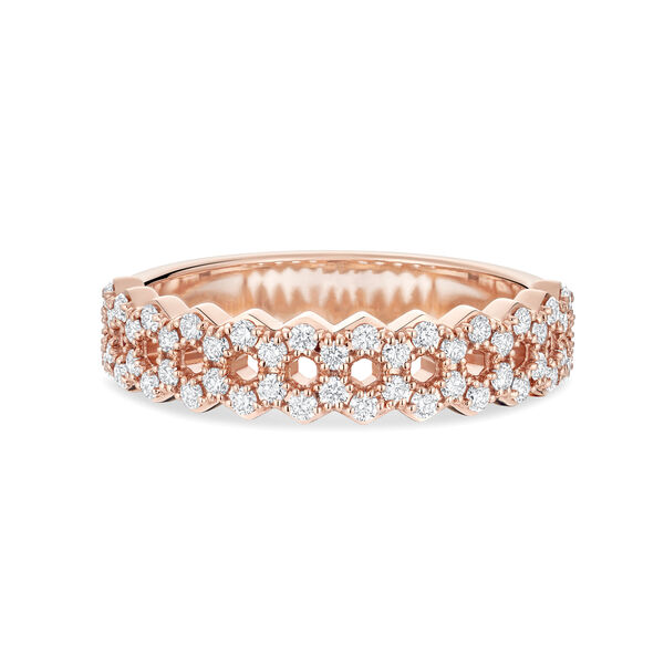 Alliance en or rose sertie de diamants