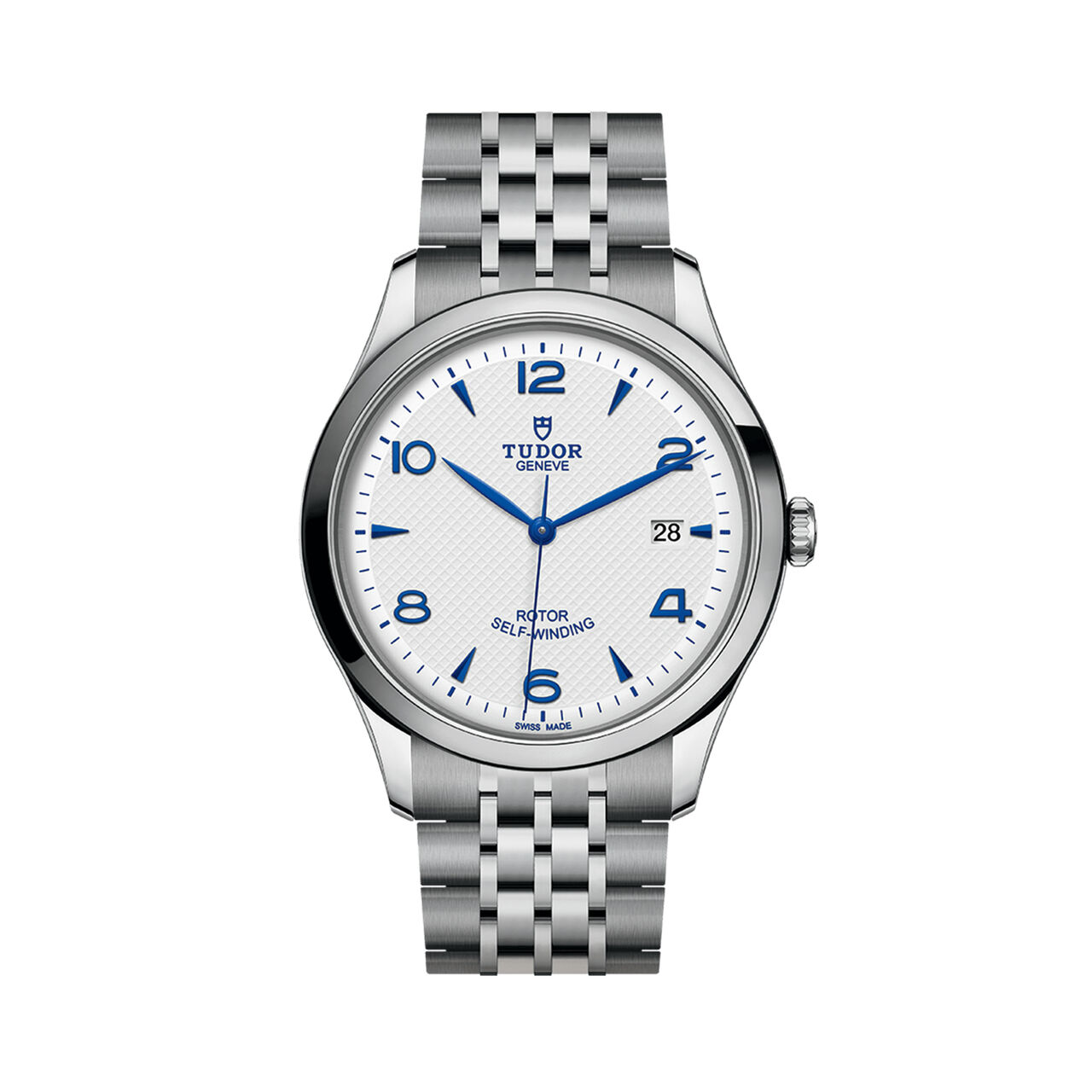 maison birks tudor 1926 41 mm steel case opaline and blue dial steel bracelet m91650 0005 image number 0
