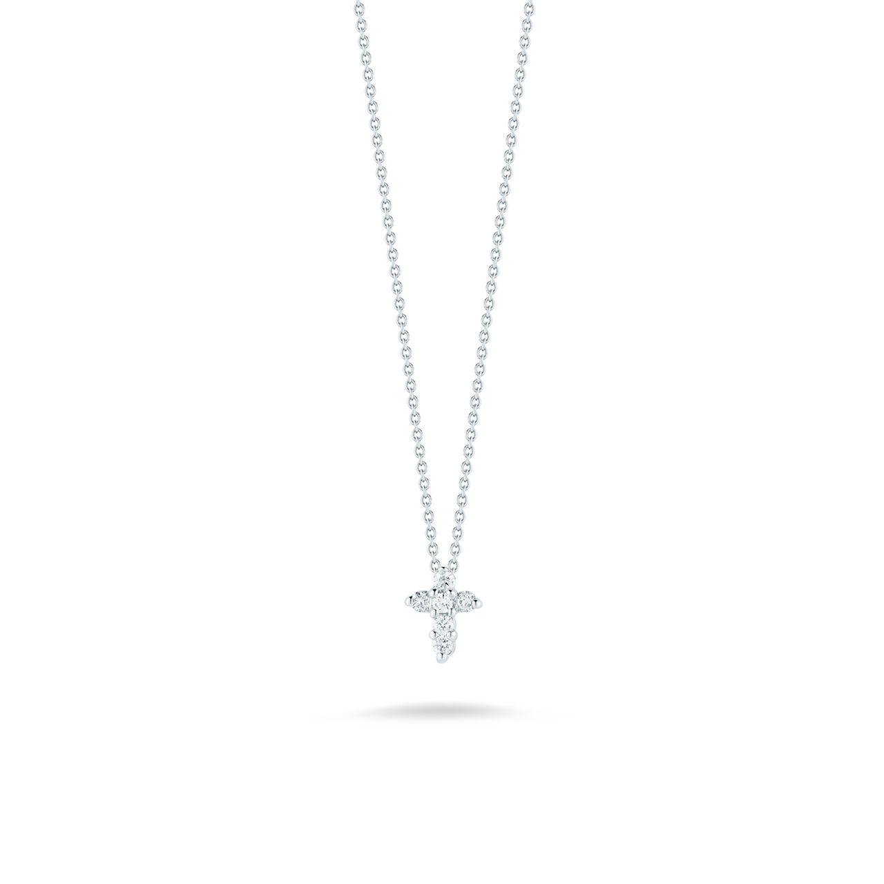 maison birks roberto coin tiny treasures white gold diamond baby cross necklace image number 0