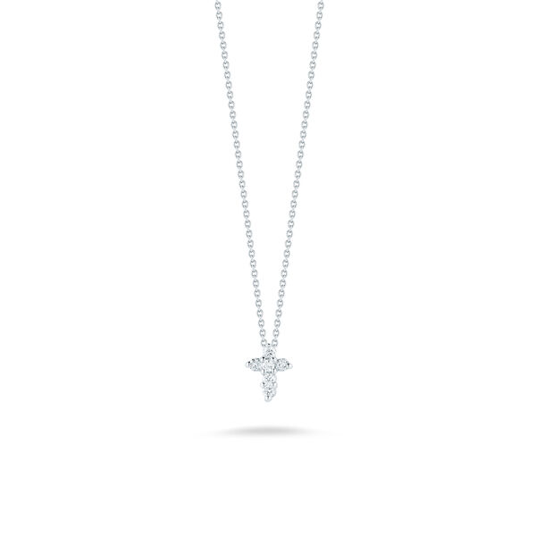 Pendentif en forme de croix en or blanc avec diamants pour bébés