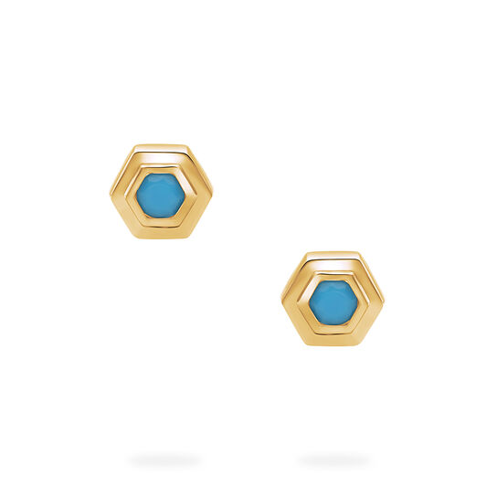 Birks Bee Chic Yellow Gold Birthstone Earrings, Turquoise image number 1