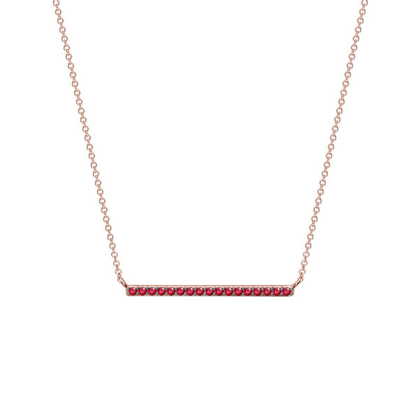 Pendentif à barre horizontale or rose et rubis