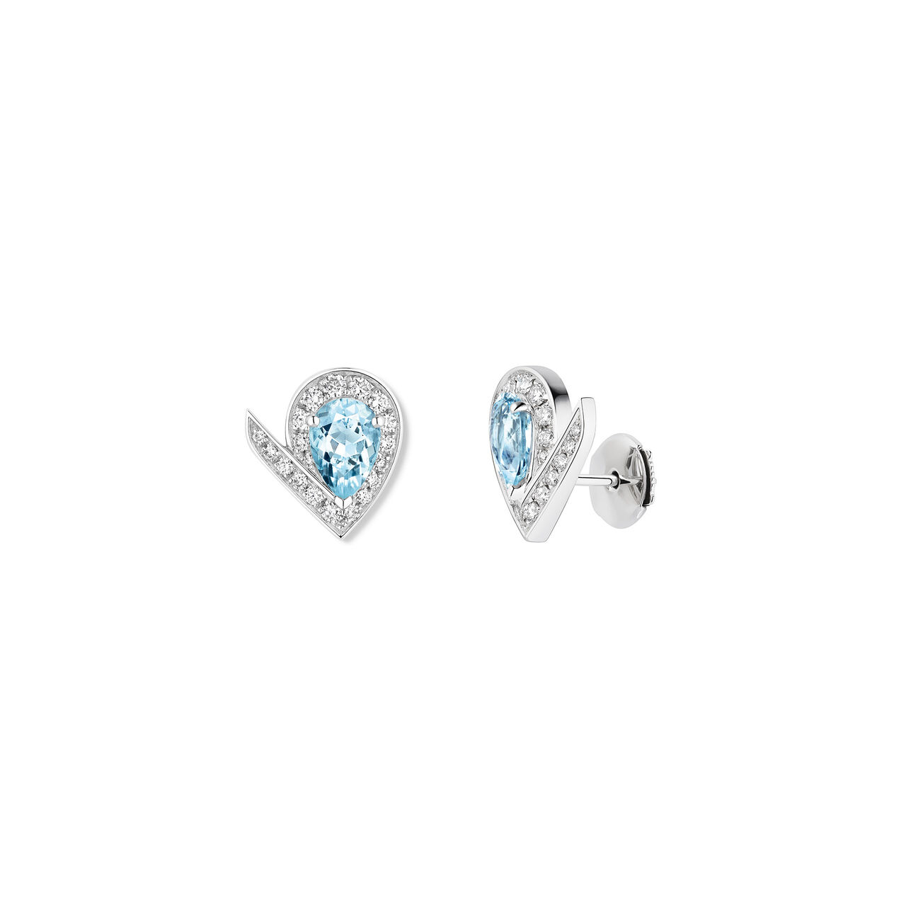 Chaumet Josephine Aigrette White Gold, Aquamarine and Diamond Pav&eacute; Stud Earrings image number 1