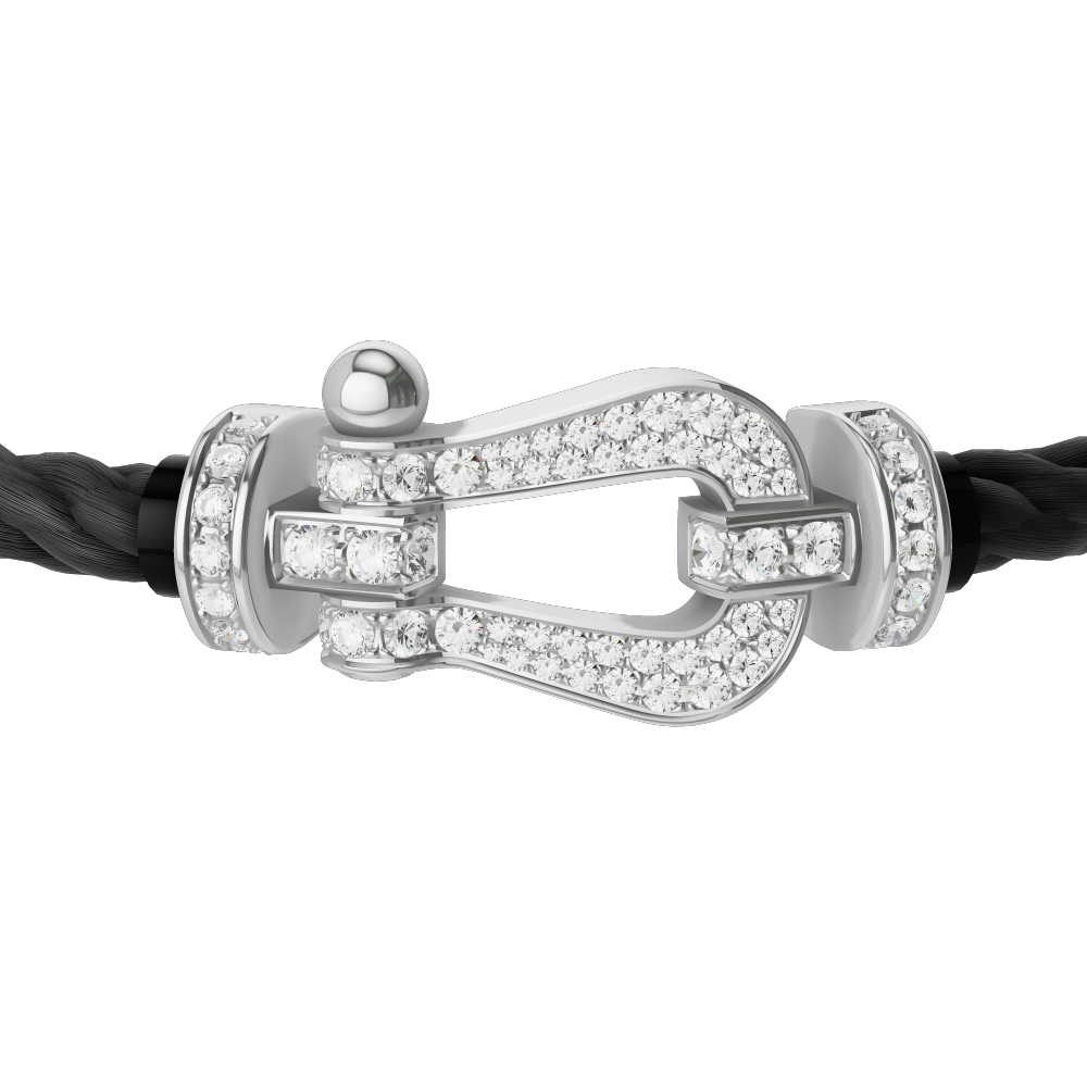 Force 10 Large White Gold and Pavé Diamond Cable Bracelet