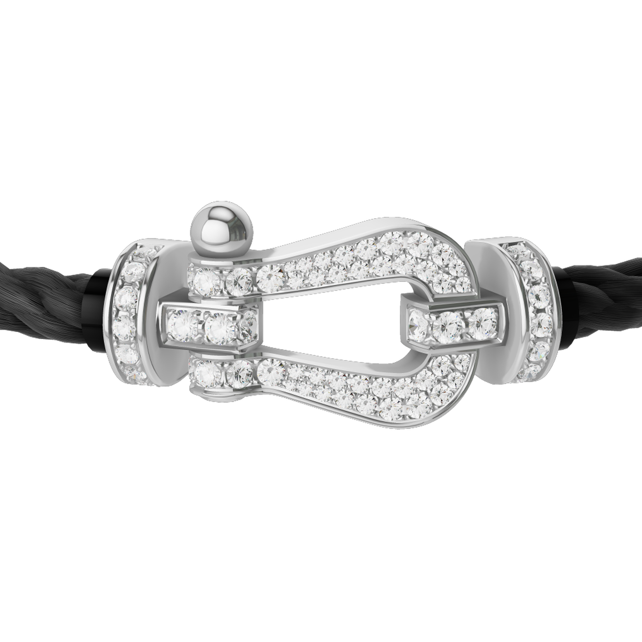 Force 10 Large White Gold and Pavé Diamond Cable Bracelet image number 1