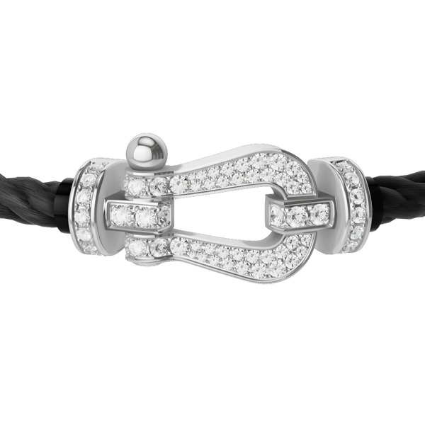 Bracelet cable Force 10 en or blanc avec pavé de diamants, grand modèle