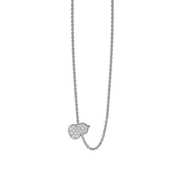 Pendentif Wulu Petite en or blanc avec pavé de diamants