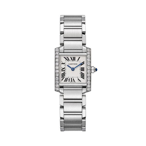 Tank Française 25 X 20 mm quartz en acier inoxydable et diamants petit modèle
