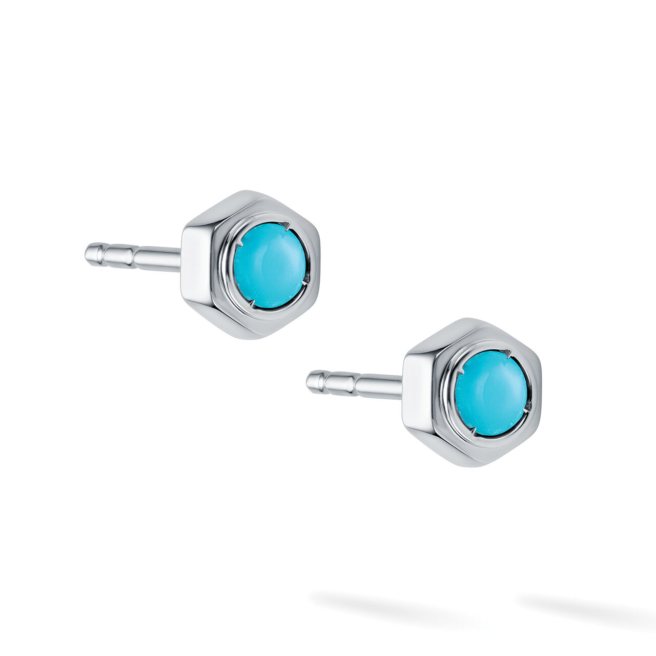 Turquoise and Silver Stud Earrings image number 2