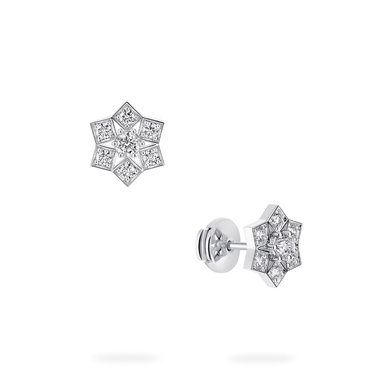 Birks Snowflake White Gold Stud Earrings, Medium Angle image number 4