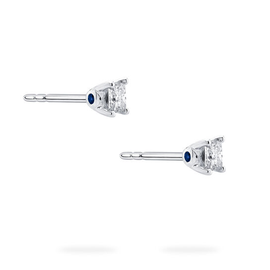 Birks Blue  Princess Cut Diamond Solitaire Earrings image number 3