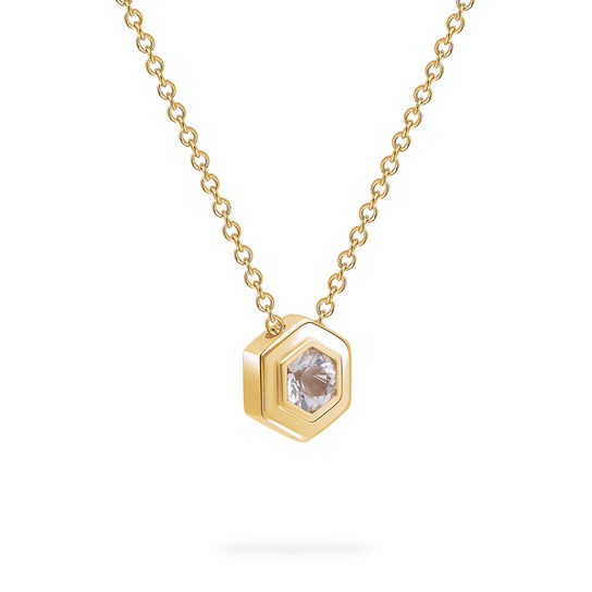 Birks Bee Chic Yellow Gold Birthstone Pendant, White Quartz image number 1