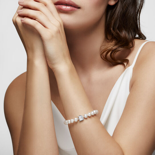 Birks Sterling Silver Cultured Freshwater Pearl Bracelet On Model image number 1