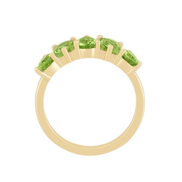 Bague &agrave; cinq pierres p&eacute;ridot, 1.72ct en or jaune.