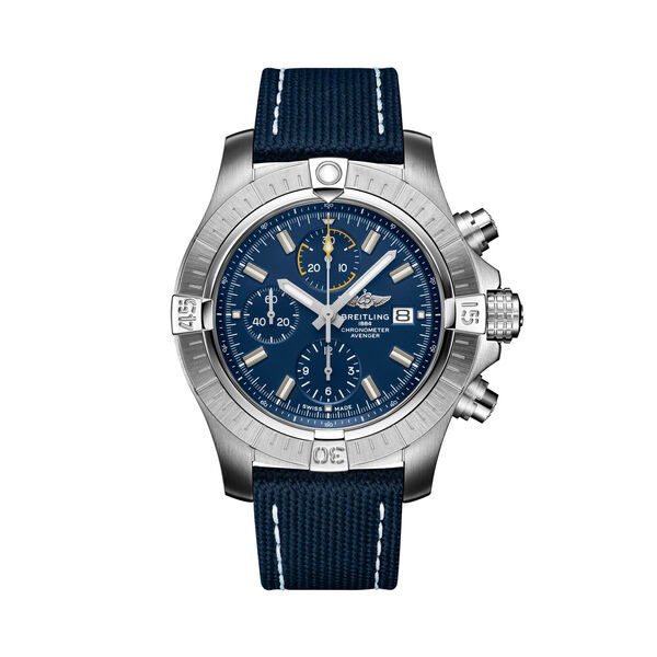 Avenger chronographe 45 acier - bleu boucle déployante