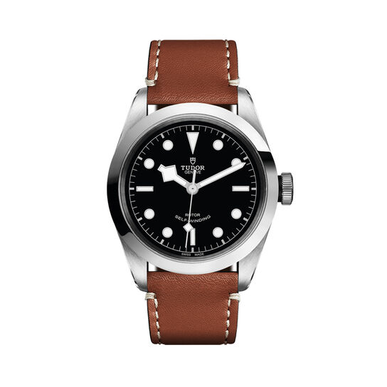 maison birks tudor black bay 41 41 mm steel case brown leather strap black dial m79540 0007 image number 0