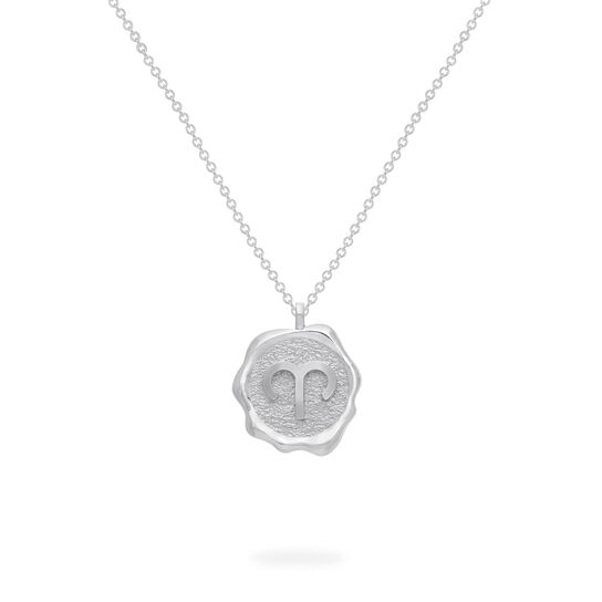Aries Zodiac Sign Silver Pendant Back image number 1