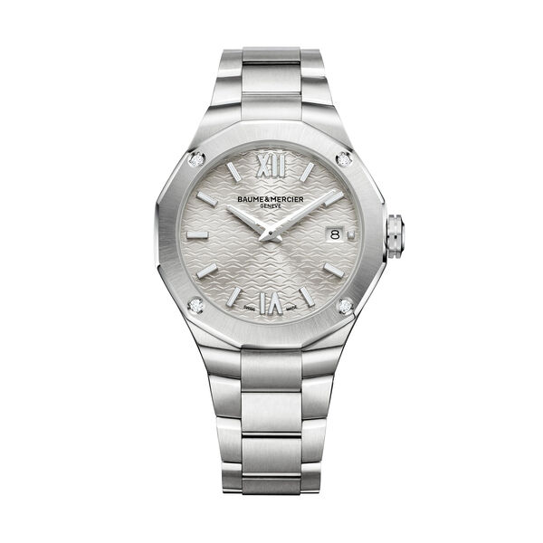 Riviera 36 mm quartz en acier inoxydable et diamants