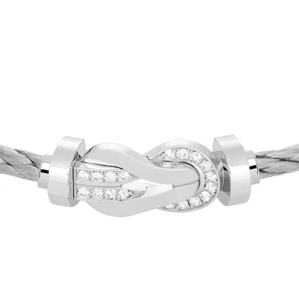 Bracelet cable Chance Infinie en or blanc avec pavé de diamants, grand modèle