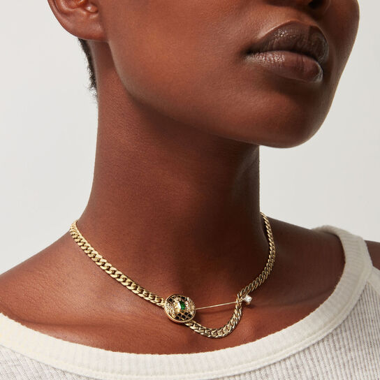 Collier Emblem en or jaune tsavorite diamant et onyx image number 1