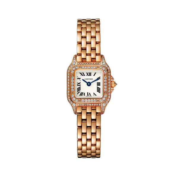 Panthère de Cartier 25 x 20mm quartz en or rose et diamants, mini modèle