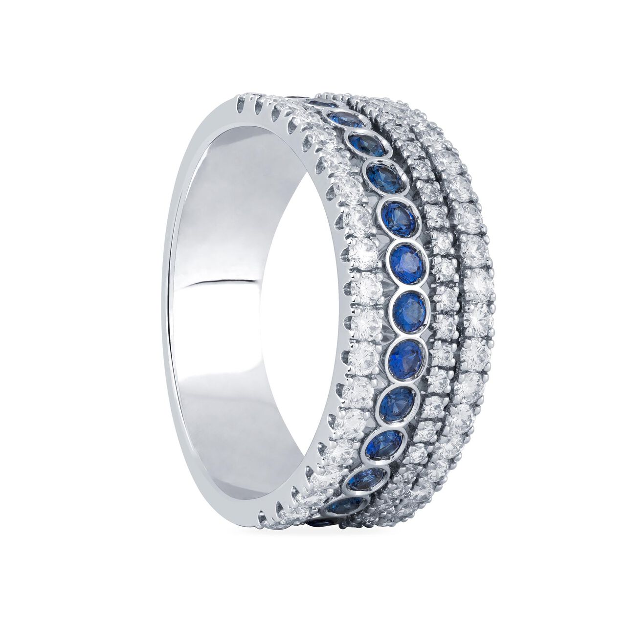 Diamond and Blue Sapphire Ring image number 1