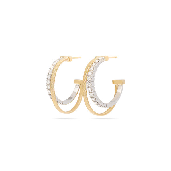 Boucles d'oreilles anneaux Masai en or jaune avec diamants