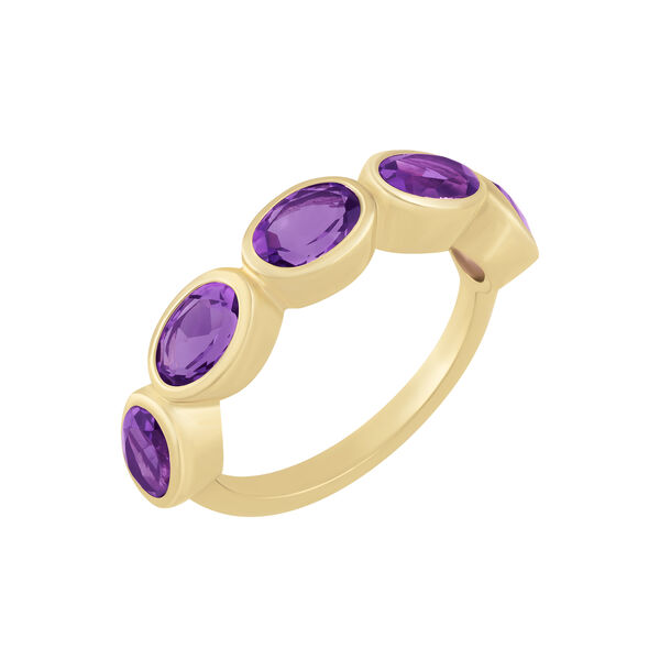 Oval Shape Amethyst Bezel Ring