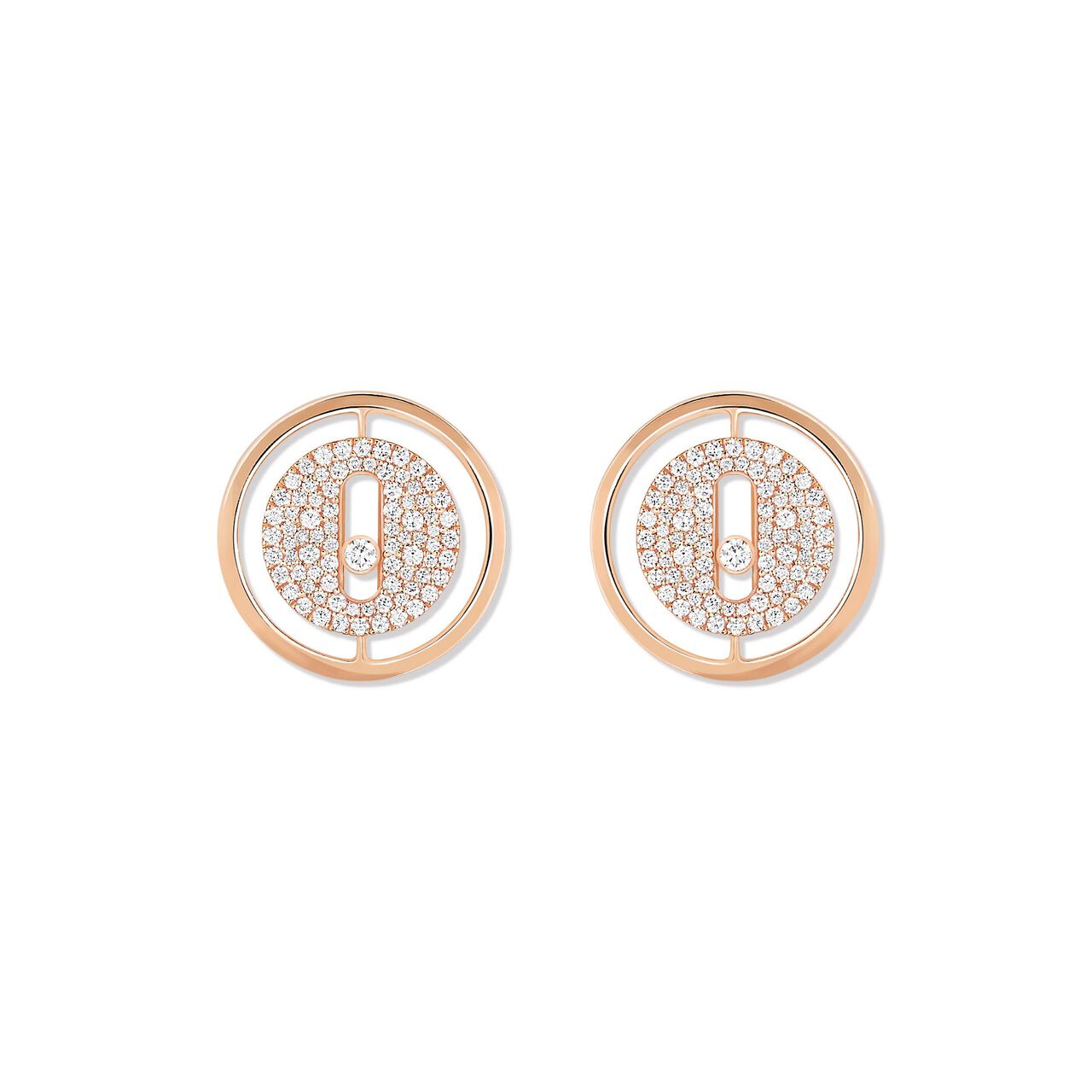 Boucles d'oreilles Lucky Move en or rose et pavé de diamants image number 0