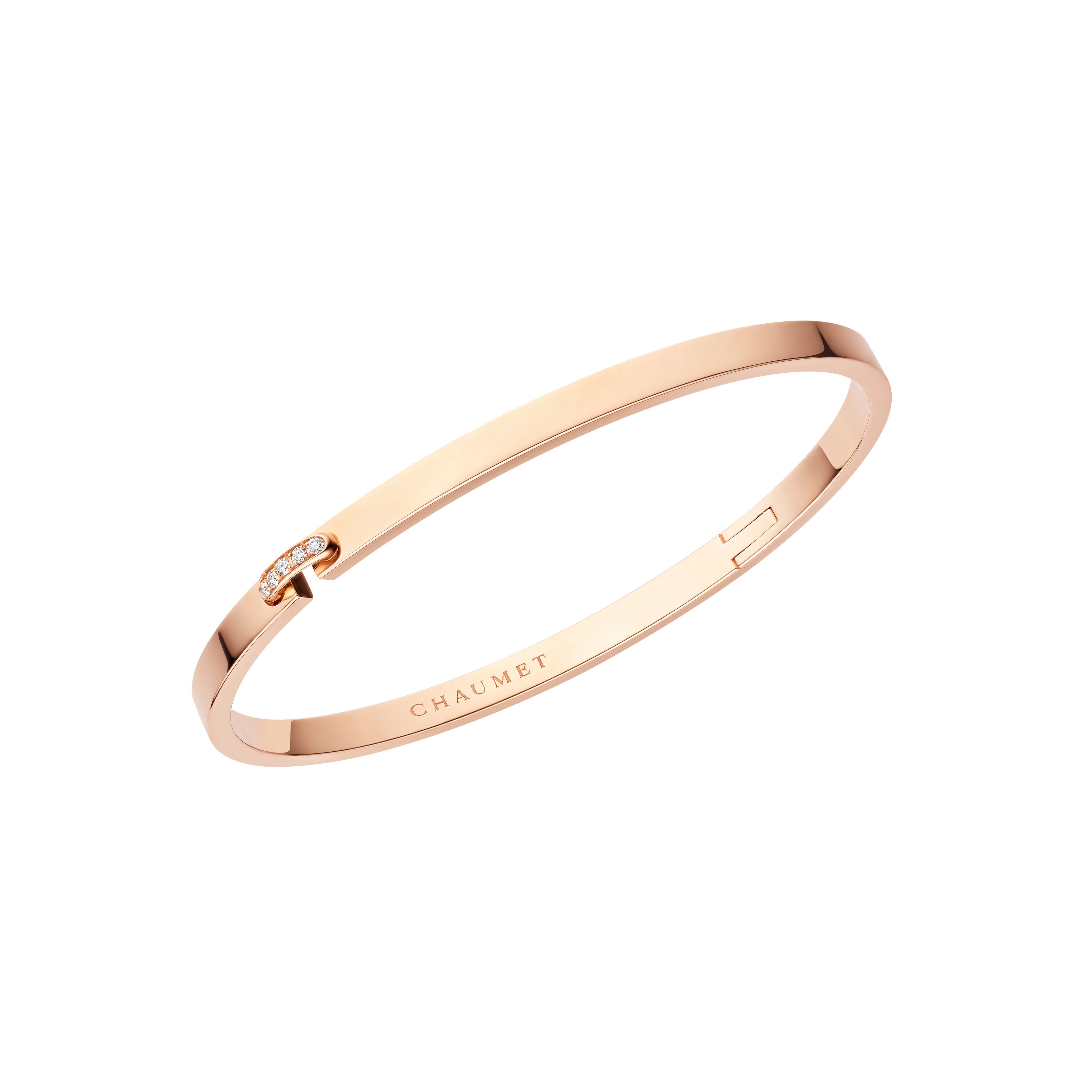 Liens Évidence Rose Gold and Diamond Bangle