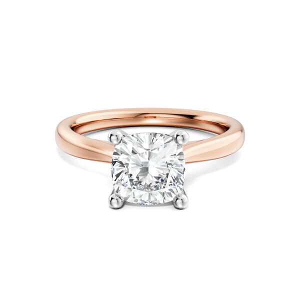 Cushion-Cut Solitaire Diamond Engagement Ring in Rose Gold
