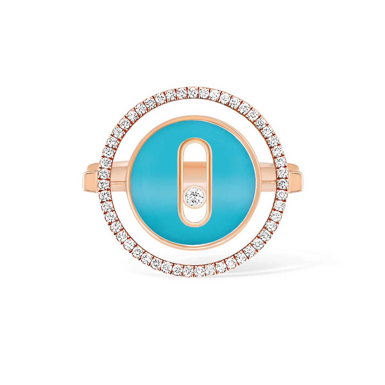 Lucky Move Small Rose Gold Turquoise & Diamond Pavé Ring image number 0
