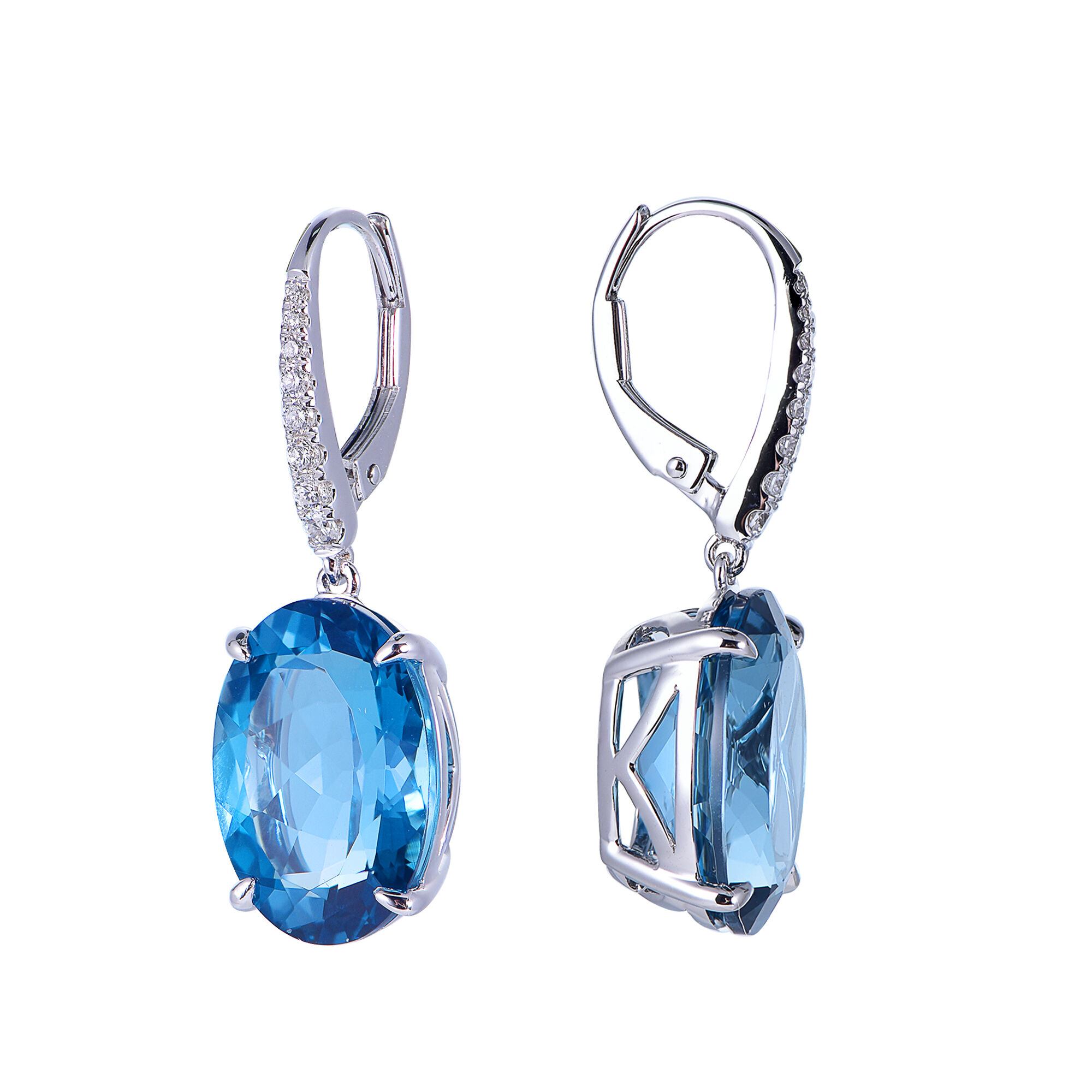 London Blue Topaz Earrings in White Gold