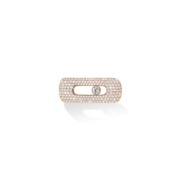 Bracelet My Move en cuir avec motif en or rose pavé de diamants