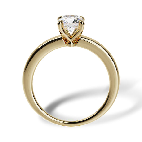 Bague de fiançailles à diamant solitaire rond en or jaune