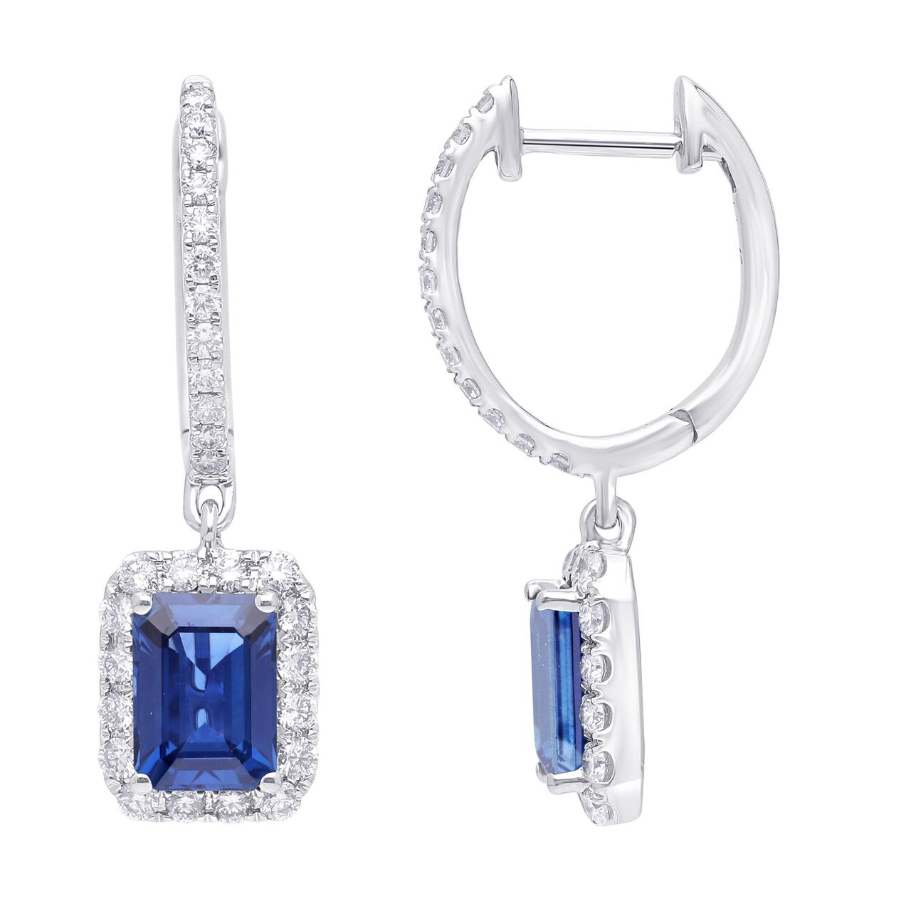 maison birks salon blue sapphire diamond halo dangle earrings sg10362e side image number 1