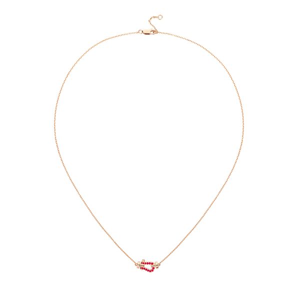 Pendentif Force 10 en or rose avec pavé de rubis, petit modèle