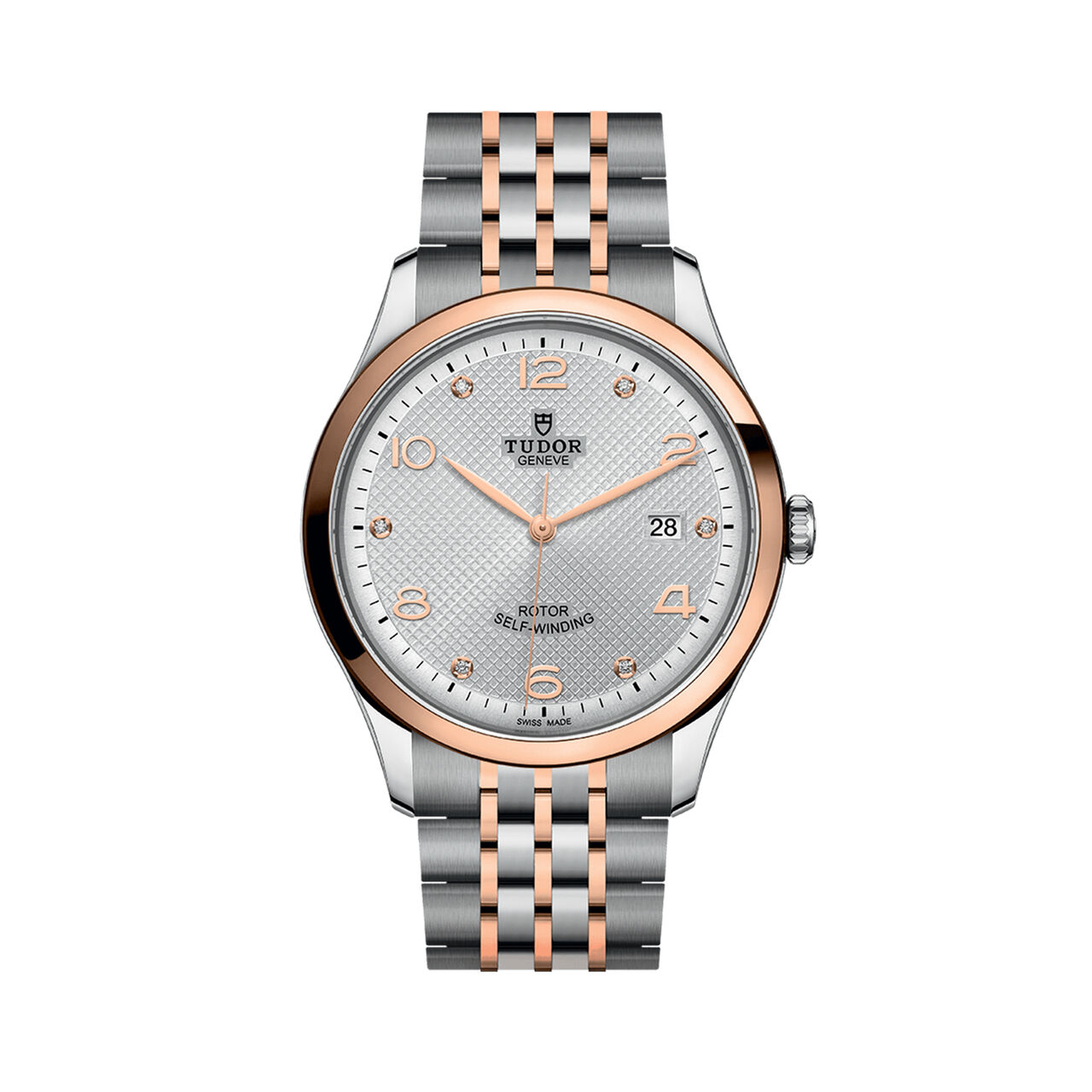 tudor 1926 41 mm steel case silver diamond set dial steel and rose gold bracelet m91651 0002 image number 0