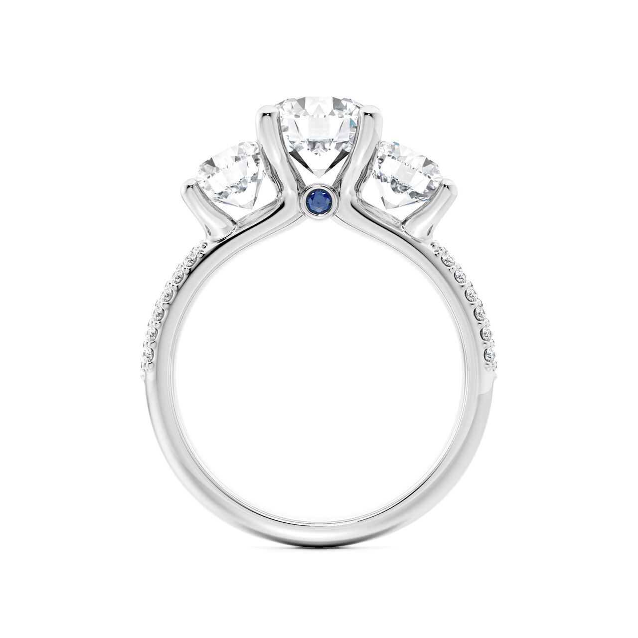 Birks Blue Bague de fian&ccedil;ailles pav&eacute; de diamants &agrave; trois pierres image number 4