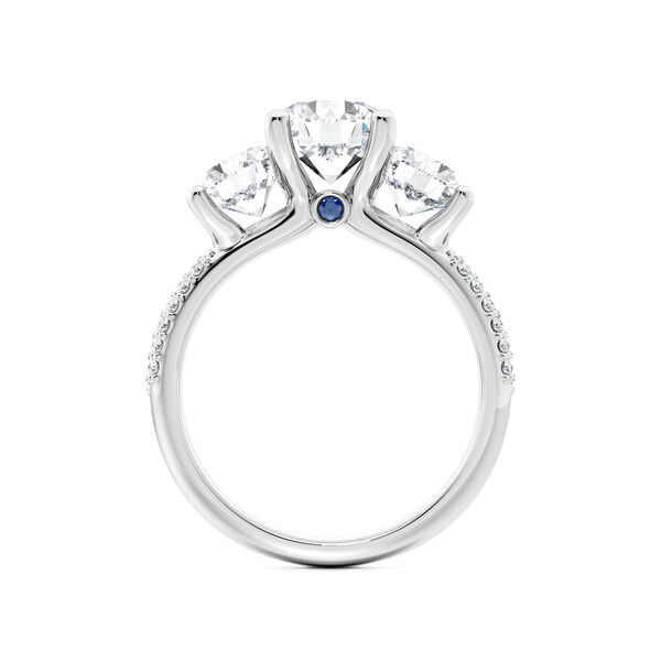 Three-Stone Pav&eacute; Diamond Engagement Ring